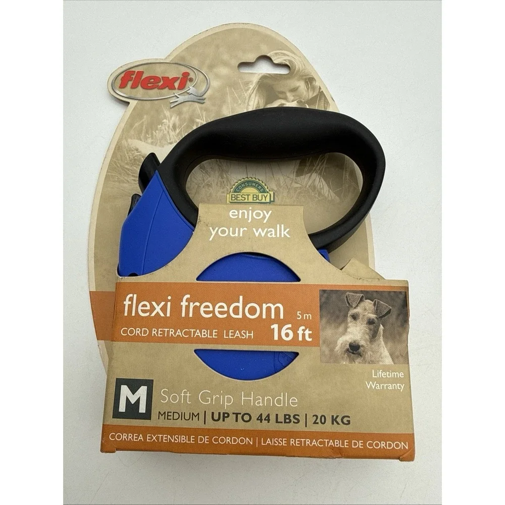Lot of 2 Flexi Freedom Retractable Dog Leashes 16 ft Medium M 44 lbs Blue Gray